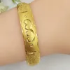 Bangle Heart Carved Women Solid Bracelet 18k Yellow Gold Filled Wedding Bride Trendy Dubai Jewelry Girlfriend Gift 60mm 12mmBangle Raym22