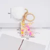 Trendy letters Key Chain White Pompom Faux Rabbit Fur Ball Key Rings For Women Girl Fashion Charms Bag Pendant Sieraden Geschenken