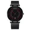 Relojes de pulsera Producción 2023 Geneva Balck Steel Mesh Band Calendar Relojes de cuarzo Hombres Ultra Thin Business Minimalist