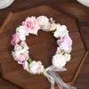 Headpieces 3 Design Artificial Flower Wreath Bride Women Crown Hair Band Wedding Headband Garland Ribbon Girl Hair Accessorie