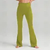 LU LU LEMONS Летняя одежда для йоги с пазами Женские расклешенные брюки с высокой талией и обтягивающим животом Спортивные брюки для йоги с девятью точками s