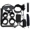 BLACKWOLF BDSM Kits Adult sexy Toys For Women Men Handcuffs Nipple Clamps Whip Gag Bdsm Bondage Set Couples Exotic Accessories