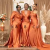 Afrikanska Mermaid Bridesmaid Klänningar Nigeria Flickor Sommar Bröllop Gästklänning Sexig V-ringad Lång Maid of Honor klänningar