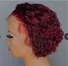 Peruker syntetiska huvudbonader kvinnors korta lockiga hår vin röd populär dans peruk 220816
