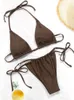 Rinabe Costume da bagno bikini Tinta unita Set Stampa floreale Costumi da bagno Sexy Biquini Costume da bagno Donna String Beach 220616