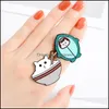 Pins Brooches Jewelry Cartoon Student Cat In Shark Brooch Unisex Bowl Chopsticks Kitten Enamel Cor Badges Bag Cowboy Scarf Clothes Animals