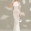 YIDINGZS Elegant Off Shoulder Sequin Evening Dress White Bodycon Maxi Dress For Women Party 18126 220510