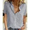 Women's Blouses & Shirts Oversized Fashion Ladies Tops Woman Summer Button Up Shirt Women Cotton Linen Short Sleeve White Top Blusas MujerWo