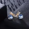 Kryształki stadninowe z Kolczyki luksusowe Blue Butterfly S925 srebrny srebrny biżuteria Austriacka RhinestonestudStud Mill22