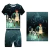 Survêtements pour hommes The Promised Neverland 3D Impression Costume à manches courtes Femmes Hommes T-shirt et pantalon 2 pièces Ensemble de mode japonaise Streetwear CA