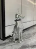 Trädgårdsdekorationer stor elektropläterad hundstaty ornament nordisk skulptur golvdekoration veranda tv skåp djur figur hem accessor