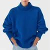 Women's Sweaters Women's Autumn Winter Sweater Women Solid Blue Turtleneck Loose Knitted Pullovers Oversize Casual Long Sleeve Jumper