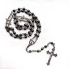 Подвесные ожерелья Богоматерь Гвадалупе Медаль Розарий Ожерелье Черное гематитовое молитвенное молитвенное распятие по распятие по кросс религиозные украшения