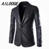 Men's Fur & Faux 2022 Arrival Men Leather Blazer Jacket Solid Fashion Casual Washed Slim Fit Single Button Coat