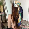 Satin Scarf For Hair Designer Luxury Brand Kerchief Neck Silk Head Scarves Bandana Ladies Handkerchief 90X90CM Headscarf 220628