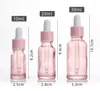 Compte-gouttes en verre transparent pur Une variété de capacité Emballage cosmétique rose pêche PortableCan Trave 5 ml 10 ml 15 ml 20 ml 30 ml 50 ml 100 ml