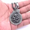 Titanium Steel Round Dragon Pendant Necklace Male Personality Hip-Hop Hipster Fashion Street All-Match Sweater Chain Jewelry