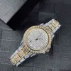 Luxe tweekleurige gouden diamant Iced Out Watch 2022