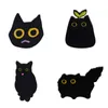 New alloy Animal Brooch cartoon cute black cat shape paint badge accessories