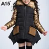 Kindermeisjes Winterjas met bont kraagkinderen Parka Kleding Baby Warm capuchon Cotton jassen Big Size 4 6 8 10 12 14 jaar 2011025791191