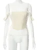 HBENNA Crop Top Women Side Bandage Party Sexy Lazeup вырезать резервуар асимметрии асимметрии тонкий Camis Summer Clubwear Streetwear 220318