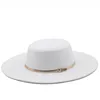 Automne hiver chapeaux pour femmes mode 10 cm grand bord plat haut feutre Fedoras Fascinator Vintage église robes chapeau pour femmes