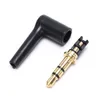 Andra belysningstillbehör 2st/Lot 3.5 Gold Plated 90 Degrees Black Audio Plugs Jack Adapter Connector 3.5mm Stereo Headset Plug 3 4 Poleot