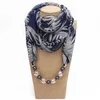 Perles pendeloque bijoux écharpes pendentifs imprimer collier de mousseline de mousseline écharpes de coeur design coût en gros