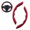 Housses de volant 1 paire rouge Fiber de carbone Look bâche de voiture universelle antidérapante Auto décoration intérieure Modification accessoire
