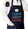 Funny Kitchen Apron Grilling Chef Cooking BBQ Adjustable 2 Pockets Men and Women Aprons Reusable Gift Bag Wrapped sxaug11