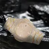 Наручные часы женщин Полный бриллиантные часы с датой повседневный роскошный браслет горный хрусталь Relogio Feminino