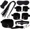 Kit de bondage BDSM 8 pièces/ensemble, menottes, pinces à tétons, boule Gag, fouet, corde en coton, jouets sexy pour Couples, masque pour les yeux, collier de cou