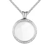 Sparkling Floating Locket Pendant Necklace 925 Sterling Silver Medium Necklaces for Women DIY Petite Charms Jewelry Making 396484CZ