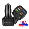 Neues 6 -Ports -Auto -Ladegerät Schnelle Gebühr QC3.0 15A USB -Ladegerät für iPhone 14 Xiaomi Huawei Samsung Handyadapter