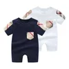 Designer Newborn Babys Kläder Jumpsuits Rompers Spädbarn Sommar Pojkar och Flickkläder Andas Ren bomull Kortärmad Romper Baby Tunn Rutig Skjorta PSK163