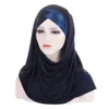 2022 neue Stirn Kreuz Haar Wrap Schal Einfarbig Jersey Hijabs Muslimischen Stirnband Frauen Turban Haar Kappe Kopftuch