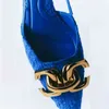 Sandales nouvelle femme talons hauts chaussures 2022 Za bleu être métal décoration mode chaussures plates mules décontractées pompe 220412
