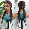 Parrucca sintetica per capelli da 28 pollici in pizzo anteriore nero lungo per donna africana parrucche intrecciate da boxe intrecciate con treccine frontali afro