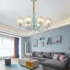 Hangende lampen kristal kroonluchter persoonlijkheid blauw mediterraan licht macaron woonkamer eetkamer slaapkamer Slaapkamer Nordic Luxurypendant