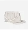 Kvällspåsar original nisch design pärla kedja moln designer axel väska mjuk läder vita hand messenger väskor