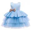 Meisjes jurken kinderen zomer mouwloze bruiloft en verjaardagspartij sequin boog cake vestidos kinderen kant smash tutu prinses jurk 220426