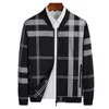 Men's Jackets Autumn Men Jacket Baseball Collar Business Slim Casual Outerwear Plaid Trend Zipper Coats Work Clothes Tops