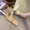 Slippers Crystal Toe-clip Butterfly Sandals Women's Low Heel Flat Summer Open Toe Shoes Fashion 220530