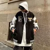 Streetwear Vintage Baseball Jacke Männer Hiphop Hohe Qualität Handtuch Stickerei Varsity Jacke Paar Herbst Fleece Bomber Mantel 220816