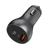 Car Phone Charger with Type C PD20W USB A QC 3.0 18W Outlet Aluminum Alloy Socket Fast Charging Adapter for Apple iPhone 11 12 13 Pro Max Samsung Galaxy S20 S21 S22