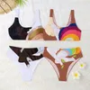 Été femmes Bikinis ensemble de maillots de bain classique lettre imprimé maillot de bain en plein air vacances plage dames Split Bikini