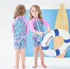 Girls Mermaid Scale Swimsuits Children's Swimwear Baby Long Sleeves Swim wear Kids Rash Guard Bathing Suit Little Girls Holiday Beachwear