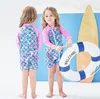 Filles Sirène Échelle Maillots De Bain Enfants Maillots De Bain Bébé Manches Longues Maillots De Bain Enfants Rash Guard Maillot De Bain Petites Filles Vacances Beachwear