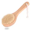 Dry Skin Body Brush with Short Wooden Handle Boar Bristles Shower Scrubber Exfoliating Massager FY5312 1103