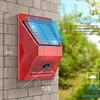 Solar-Blitzlicht mit Bewegungsmelder, Fernbedienung, Solar-Alarmlampe, 129 dB Sound, Sicherheitssirene, IP65 wasserdicht